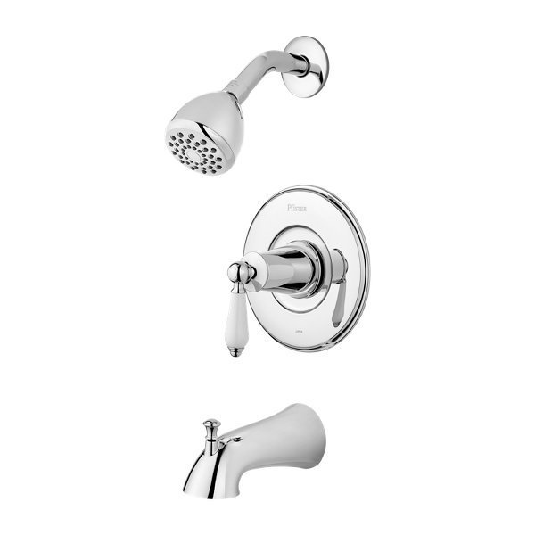 Pfister Tub and Shower Faucet, Polished Chrome, Wall 8P8-WS2-COSPC